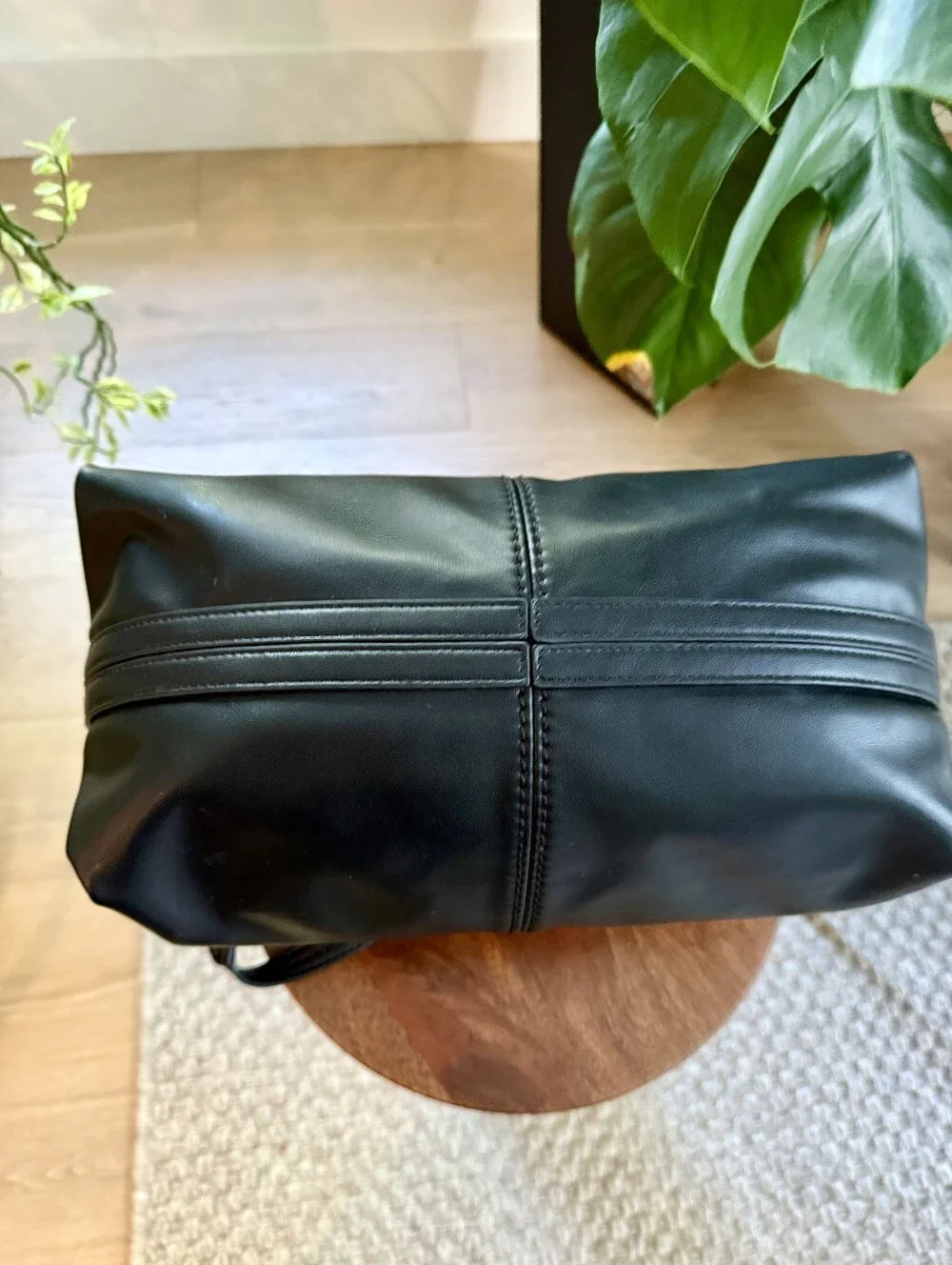 Dolce Vita Genuine Black Leather Slouchy Hobo Shoulder Bag Minimalist Chic